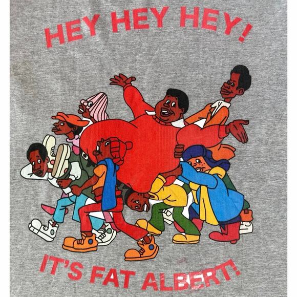 Fat Albert Hey Hey Hey Cartoon Print Men's Size 2XL Vintage Y2K Gray T-Shirt - Picture 2 of 11